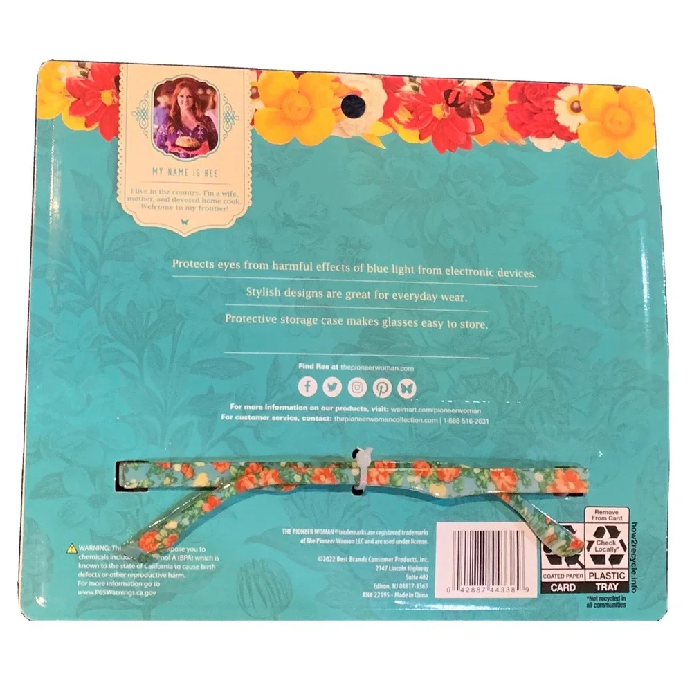 The Pioneer Woman Blue Light Screen Protection Glasses with Case Vintage Floral